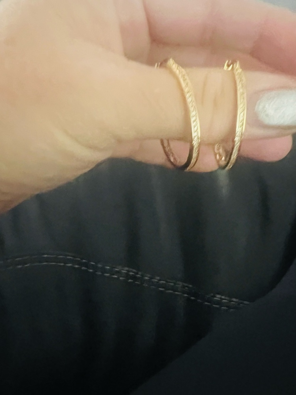 Gold Hoop Earrings with Swarovski Crystals - Picture 5 of 8